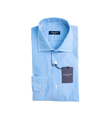 CAMICIA UOMO REGULAR FIT COLLO FRANCESE Popeline Bacchettino Bianco Azzurro
