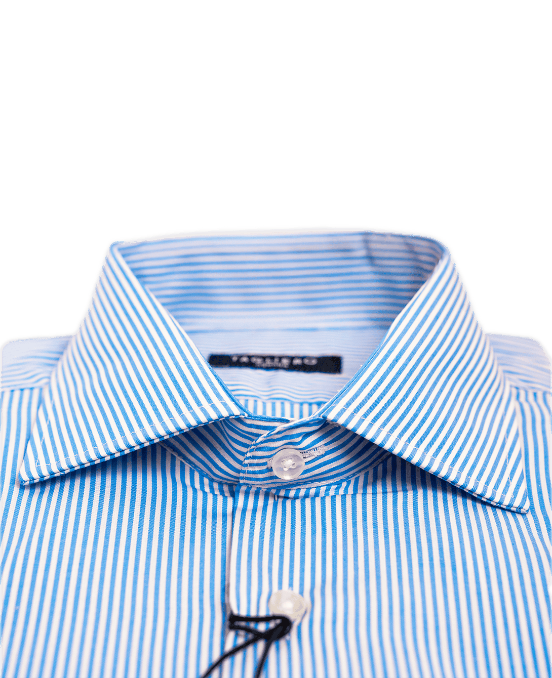 CAMICIA UOMO REGULAR FIT COLLO FRANCESE Popeline Bacchettino Bianco Azzurro