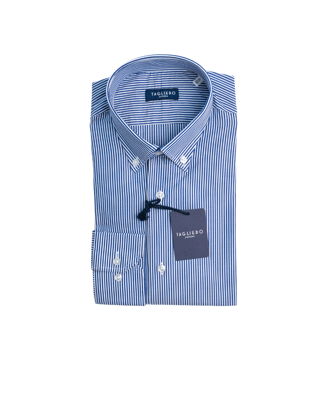 CAMICIA UOMO REGULAR FIT COLLO BOTTON DOWN Popeline Bacchettino BIanco Blu