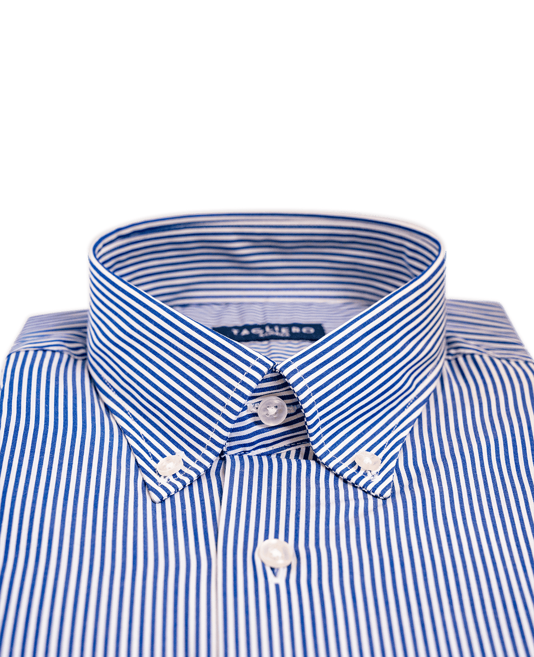 CAMICIA UOMO REGULAR FIT COLLO BOTTON DOWN Popeline Bacchettino BIanco Blu