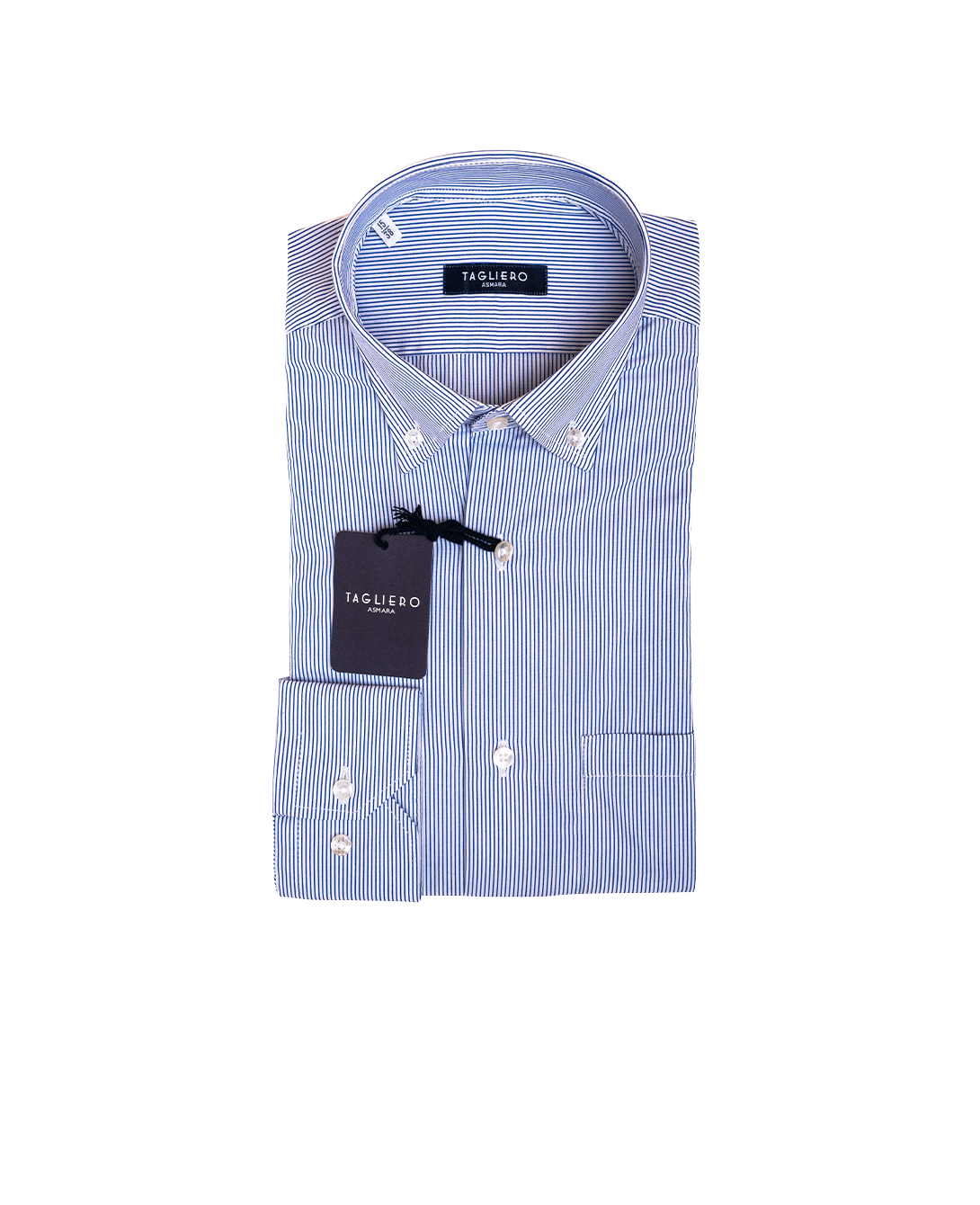 CAMICIA UOMO REGULAR FIT COLLO BOTTON DOWN Popeline Millerighe Blu