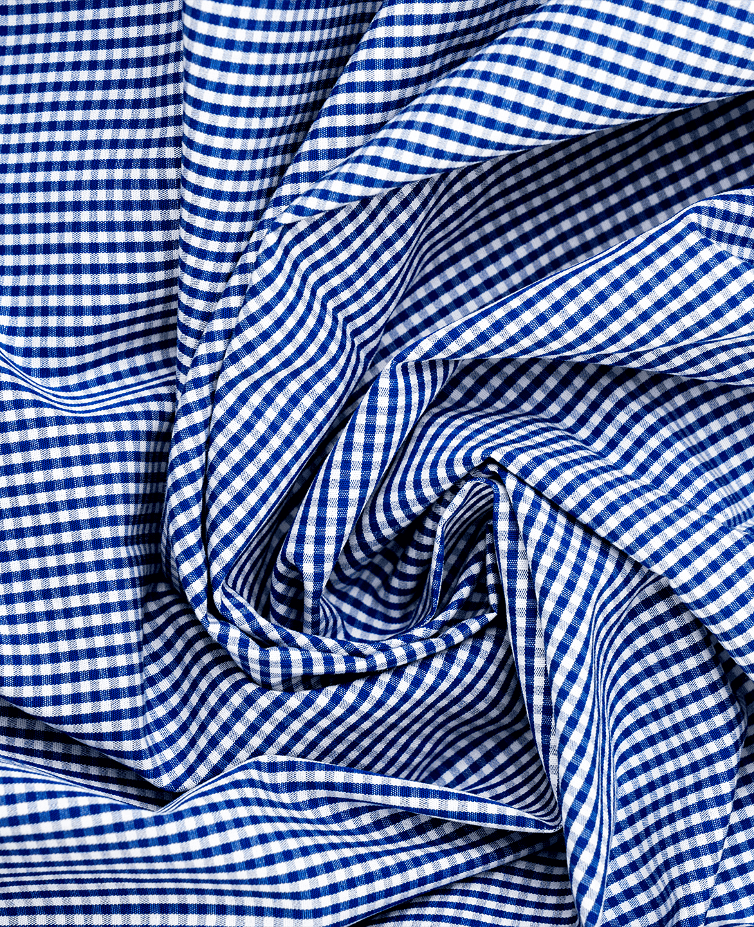 SLIM FIT FRENCH COLLAR MAN SHIRT Blue Micro Vichy Popeline