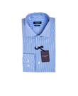 SLIM FIT FRENCH COLLAR MAN SHIRT Light Blue Check Popeline