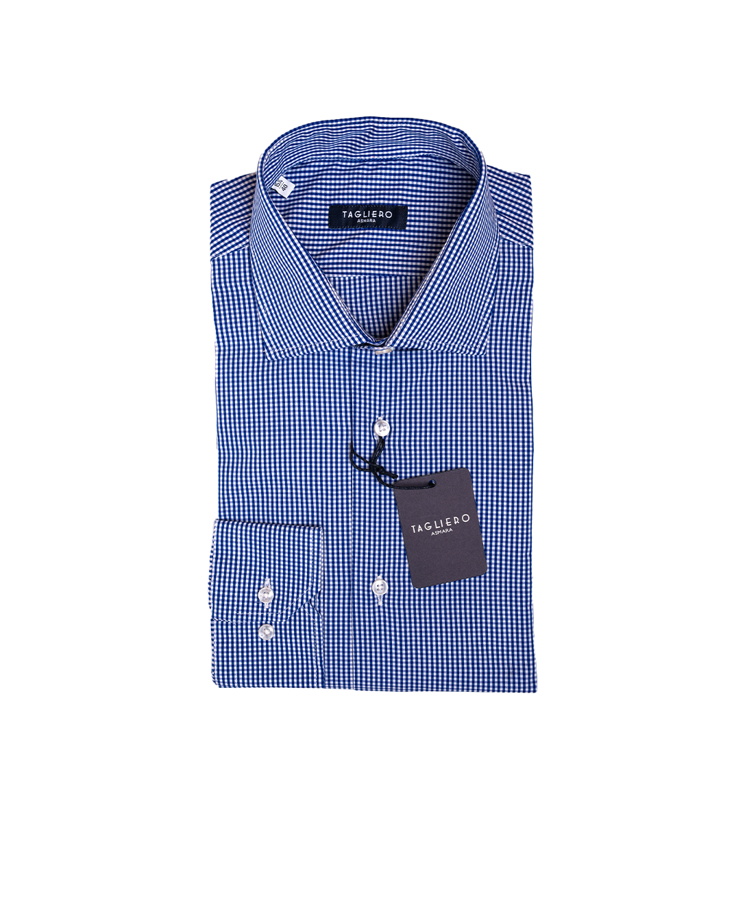 CAMICIA UOMO REGULAR FIT COLLO FRANCESE Popeline Micro Vichy Blu