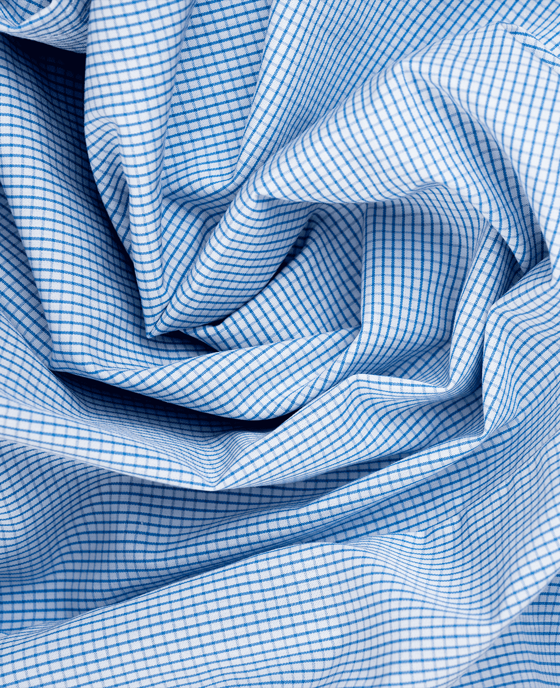 CAMICIA UOMO REGULAR FIT COLLO FRANCESE Popeline Quadro Blu