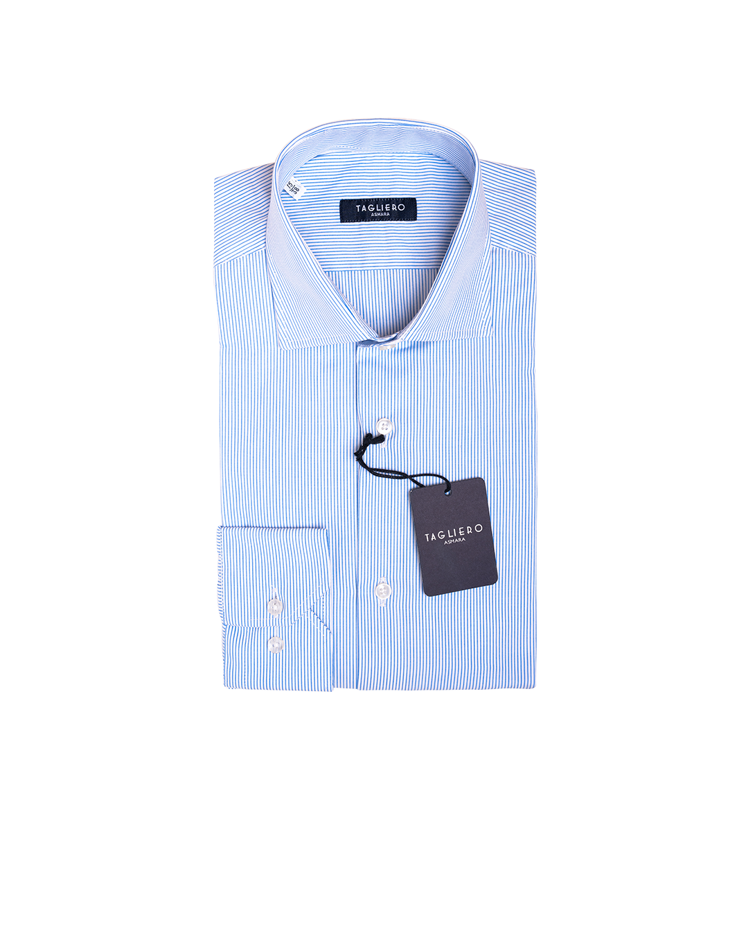 CAMICIA UOMO REGULAR FIT COLLO FRANCESE Popeline Millerighe Azzurro