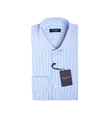 CAMICIA UOMO REGULAR FIT COLLO FRANCESE Popeline Millerighe Azzurro