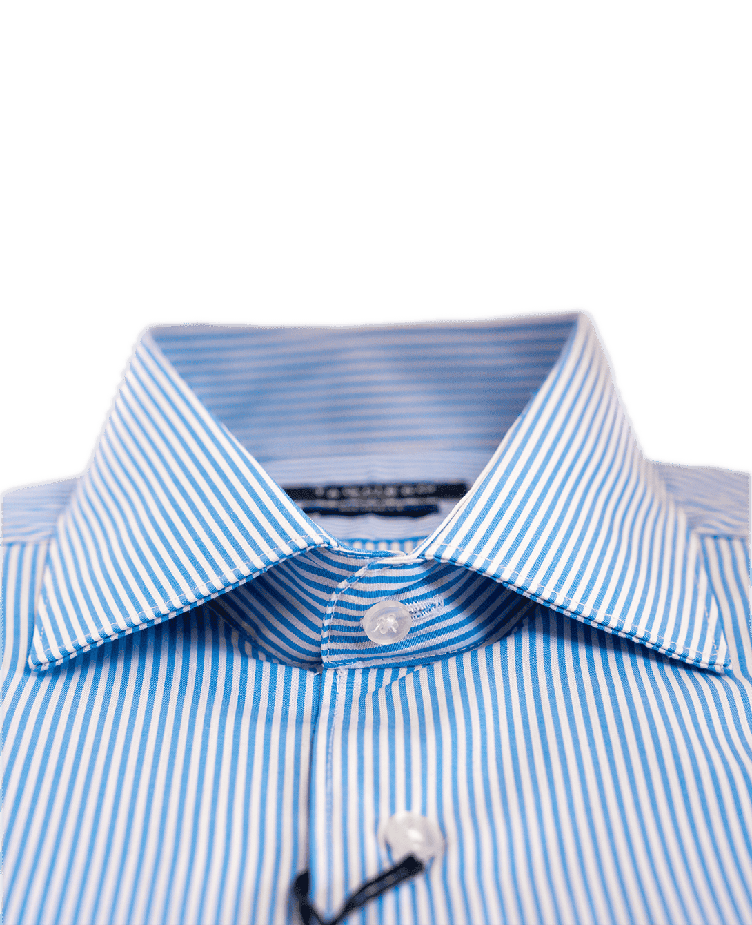 SLIM FIT FRENCH COLLAR MAN SHIRT White Light Blue Stripe Popeline