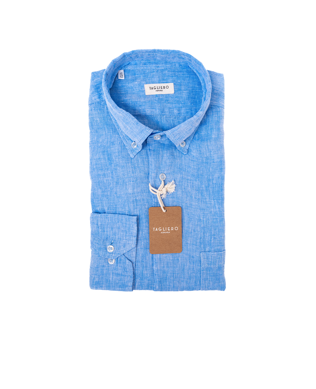 REGULAR FIT BOTTON DOWN MAN SHIRT Mid Light Blue Linen