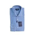 CAMICIA UOMO SLIM FIT COLLO FRANCESE Popeline Bacchettino BIanco Blu