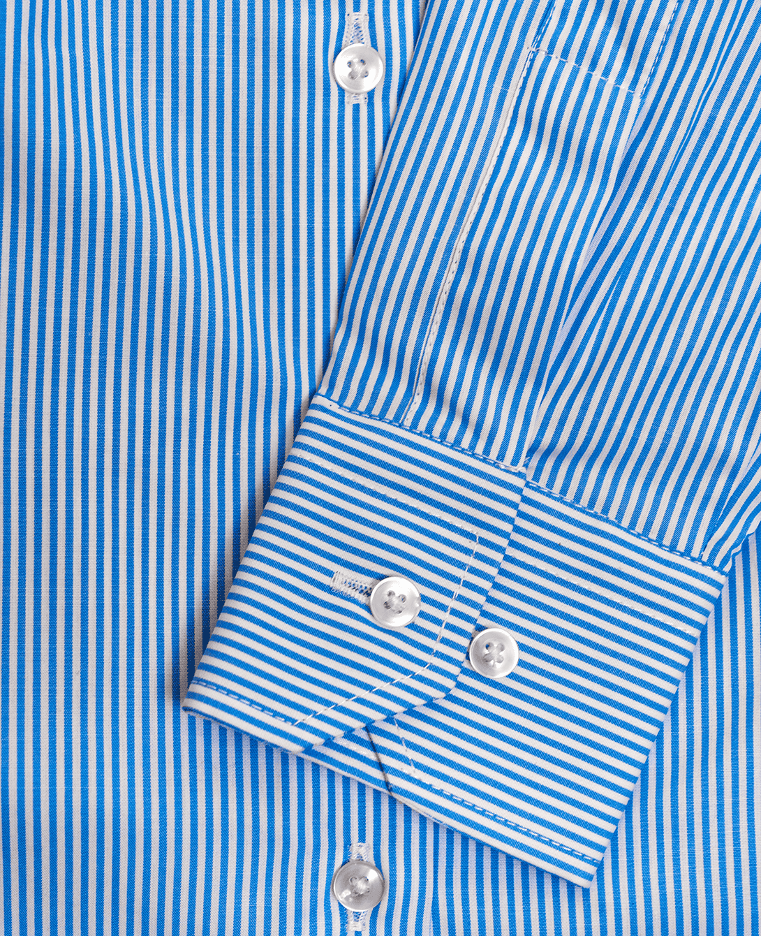 CAMICIA DONNA COTONE Popeline Bacchettino Bianco Azzurro