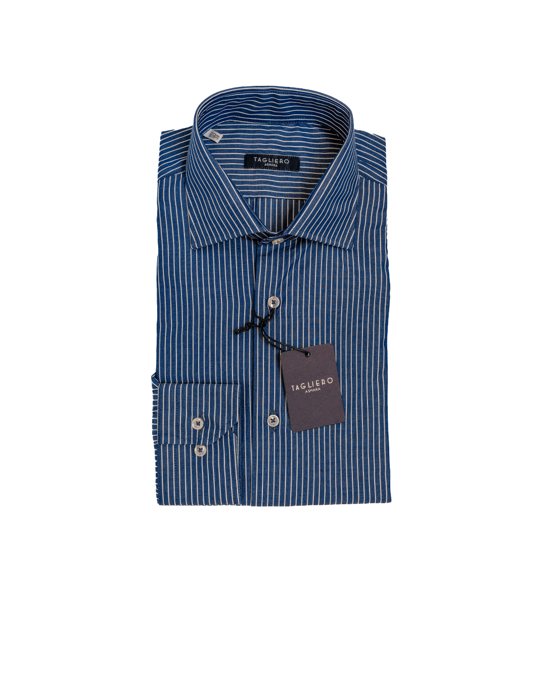 REGULAR FIT FRENCH COLLAR MAN SHIRT Blue Pinstripe Popeline